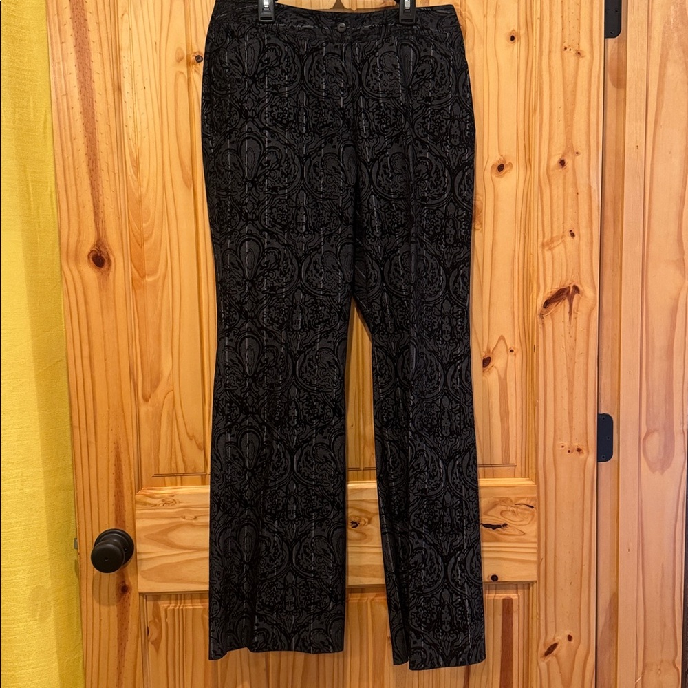 Black Flocked Patterned Pants Size 12